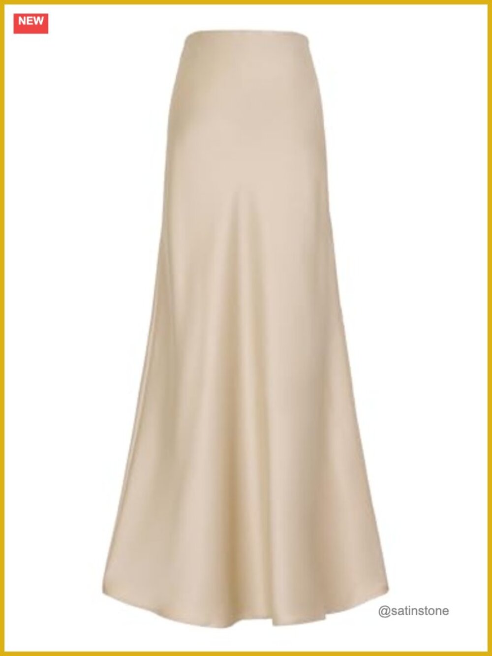 Satin Midi Skirt High Waist Elastic Waistband Side Slit Casual Flow A-Line Long